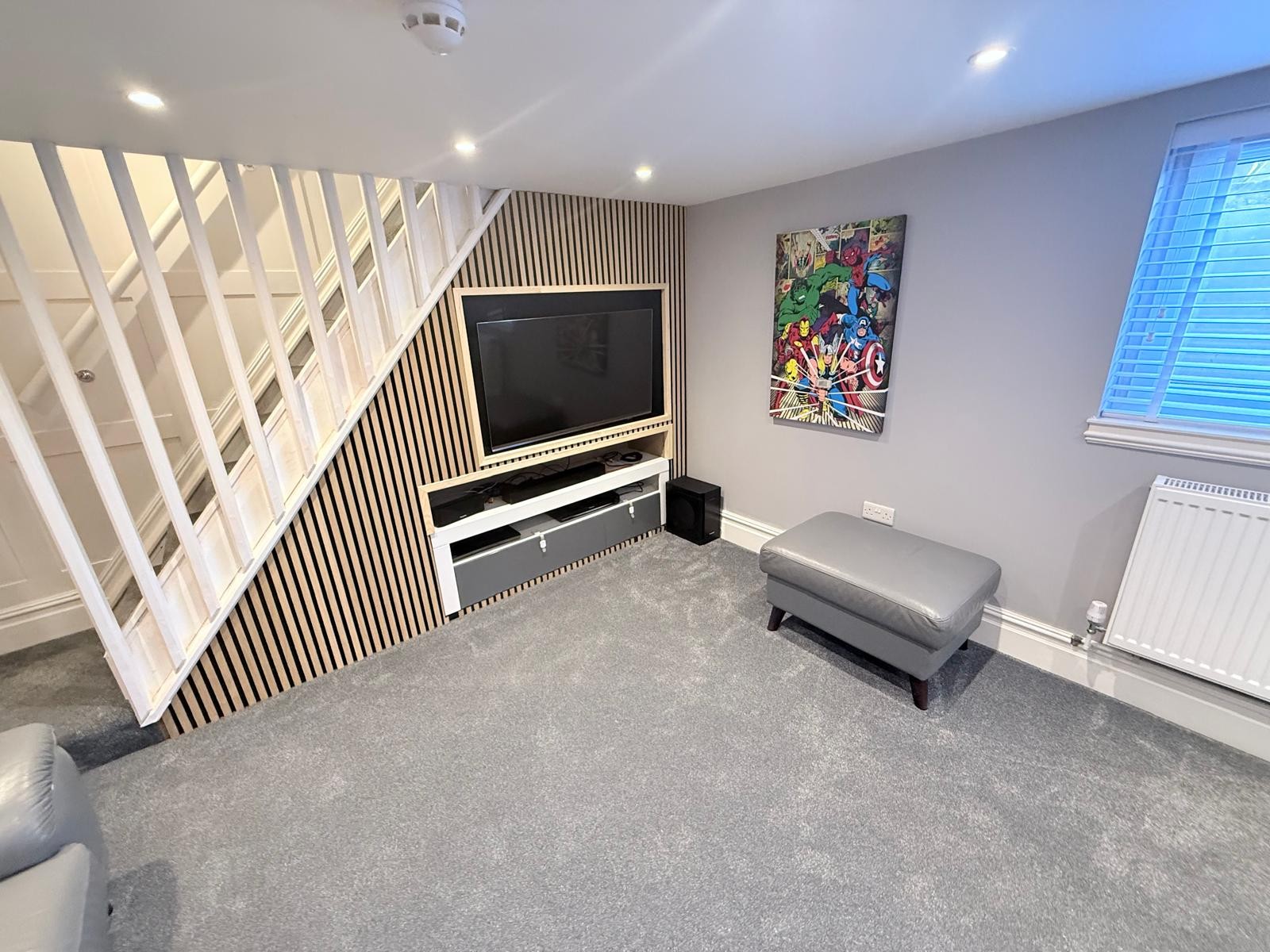 Victoria House cinema and TV corner under the stairs